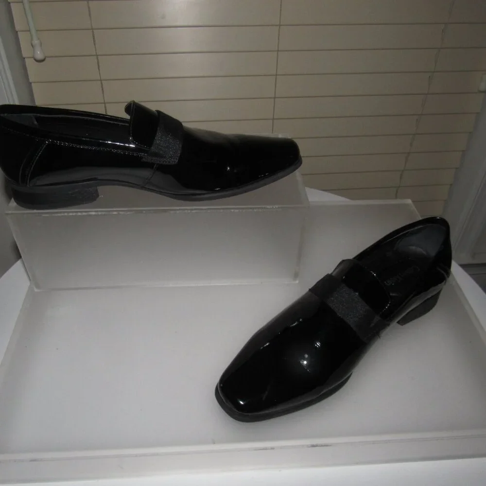 Calvin Klein Bernard Black Patent Loafers | Formal Slip-On Dress Shoes Size 9M